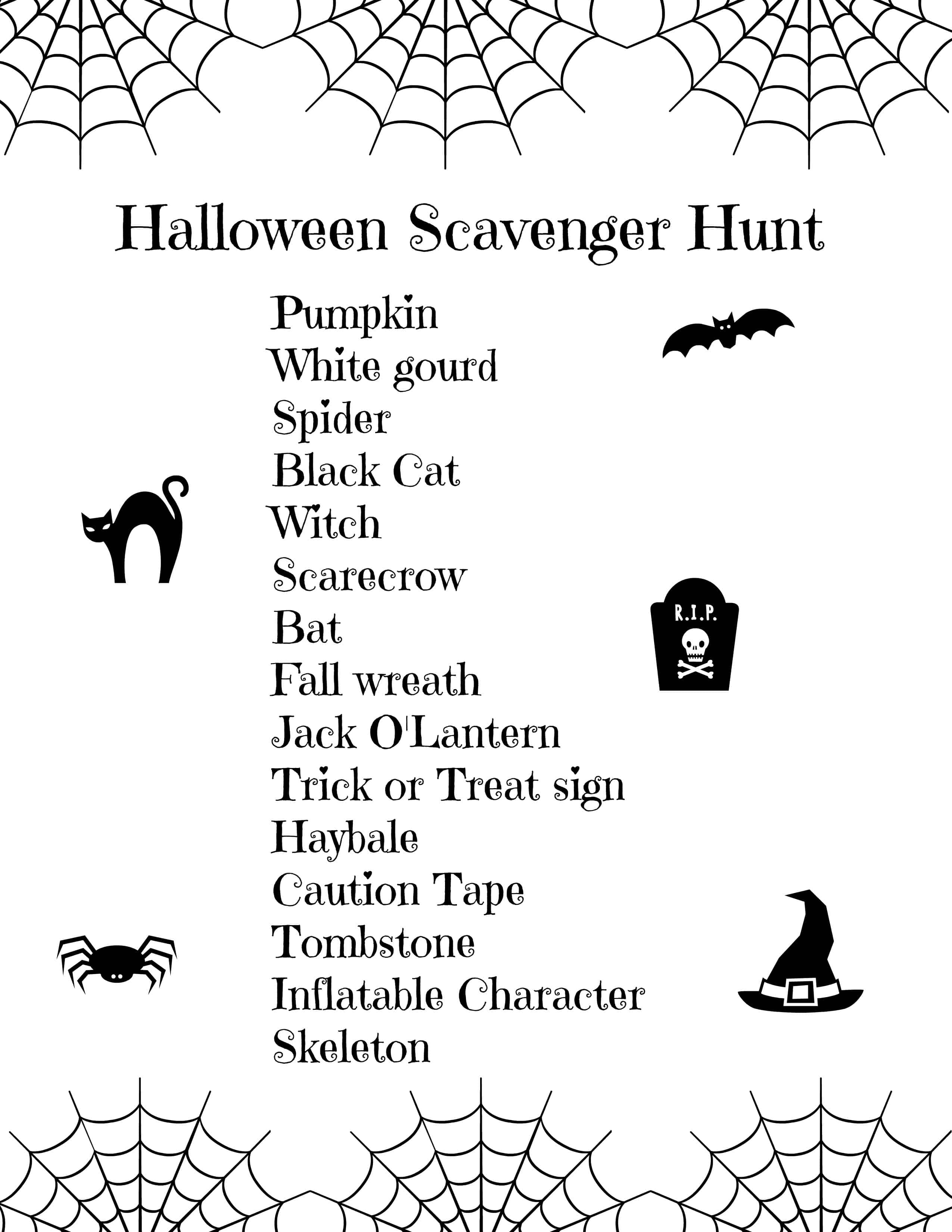 Free Printable Halloween Scavenger Hunt for Kids