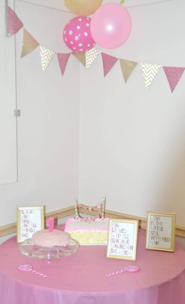 Pink and Gold first birthday party ideas via www.seasidesundays.com