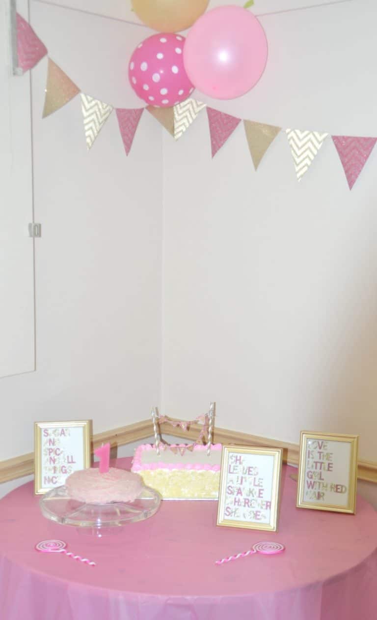 Pink and Gold first birthday party ideas via www.seasidesundays.com