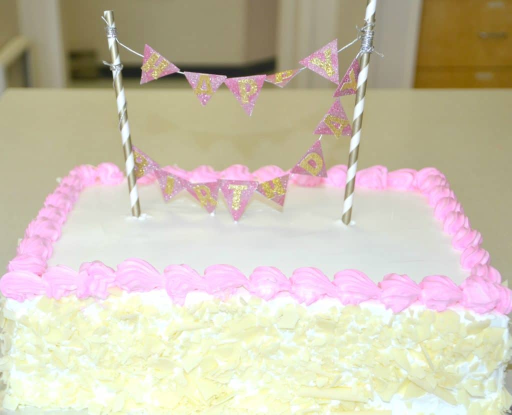 Pink and gold birthday cake