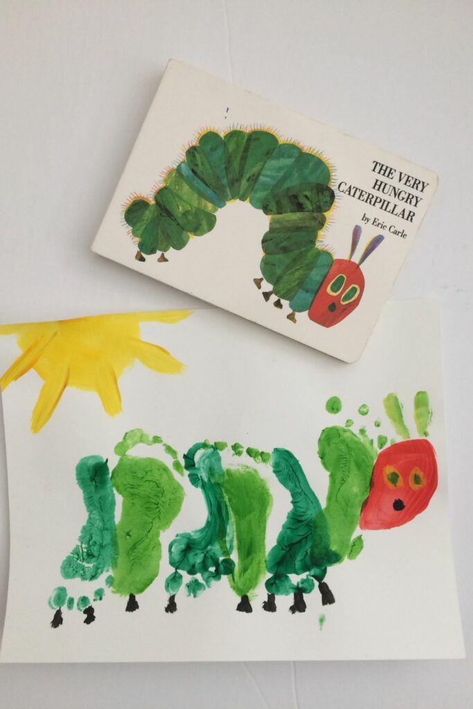 How to make a Hungry caterpillar footprint craft