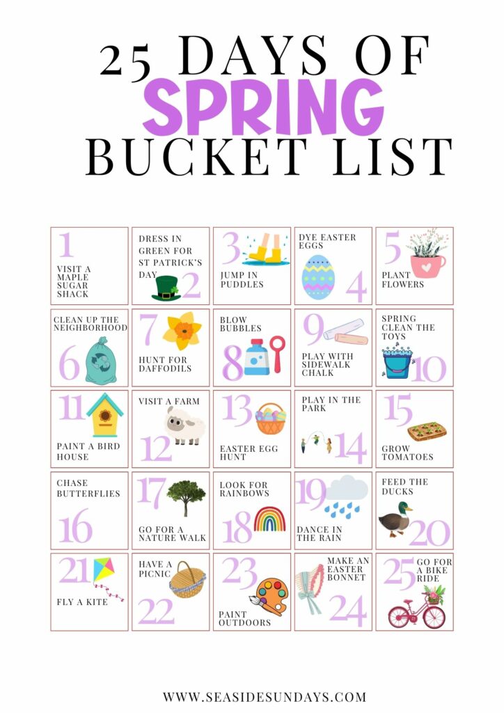free printable spring bucket list for kids