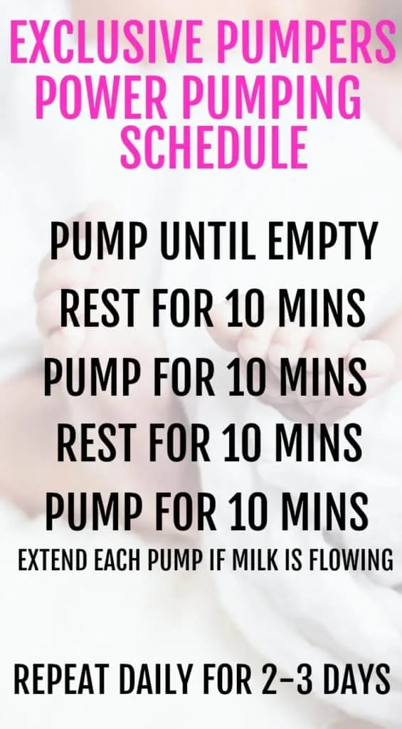 Power pumping schedule for exclusive pumping 