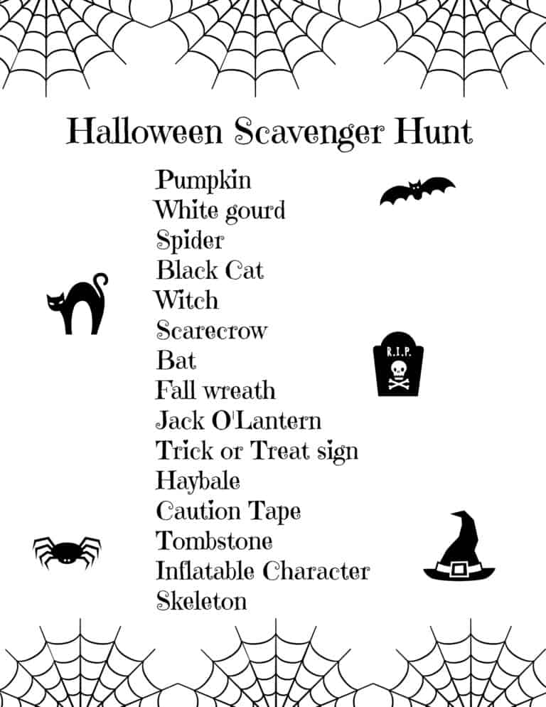 Halloween Scavenger Hunt for Toddlers (Free Printable)