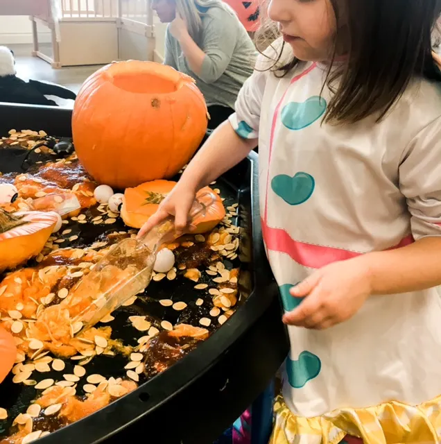 Pumpkin sensory bin