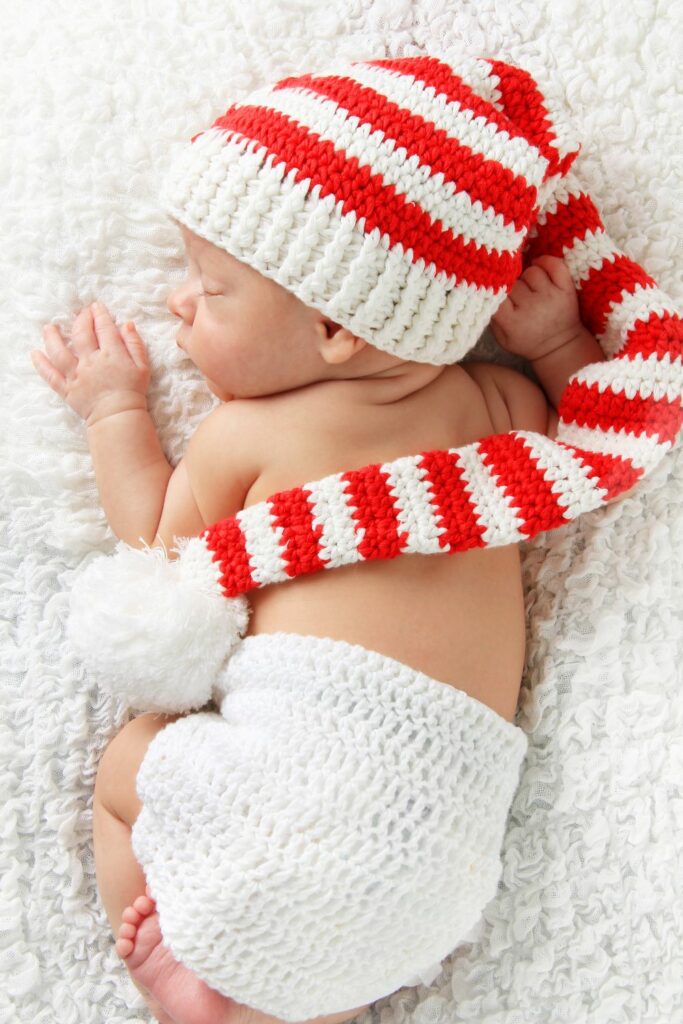 Baby in an elf hat