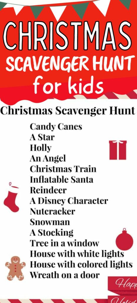 Free printable Christmas scavenger hunt for kids