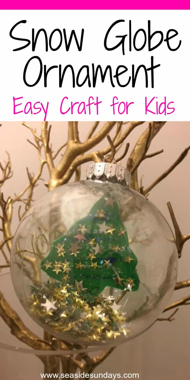 Easy Christmas craft for kids, make this snowglobe ornament for the holidays #christmas #holidaycrafts #ornaments