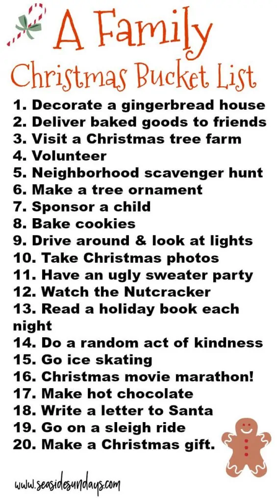 Christmas bucket list for children -Christmas traditions to start with your kids this year - holiday bucket list for families.