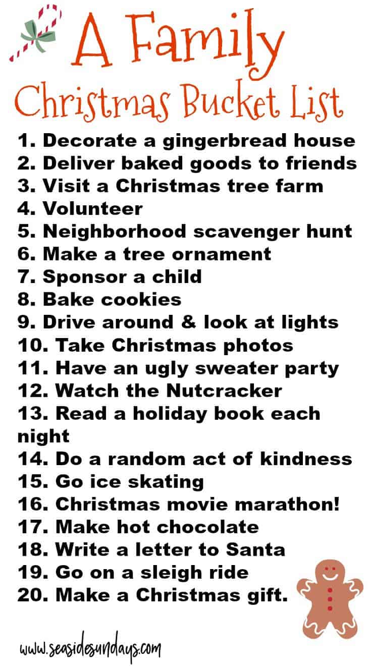 Christmas bucket list for children -Christmas traditions to start with your kids this year - holiday bucket list for families.