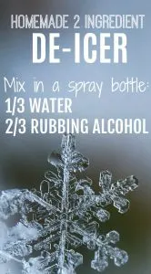 Homemade deicer. Make this de-icer with just two ingredients. 