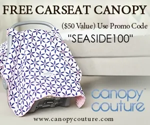 free baby stuff for 2020- use code SEASIDE100 for a FREE carseat canopy