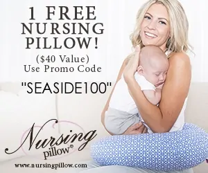 free baby stuff for 2019- use code SEASIDE100 for a FREE nursing pillow