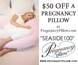 free baby stuff for 2019- use code SEASIDE100 for 50% off a Pregnancy pillow