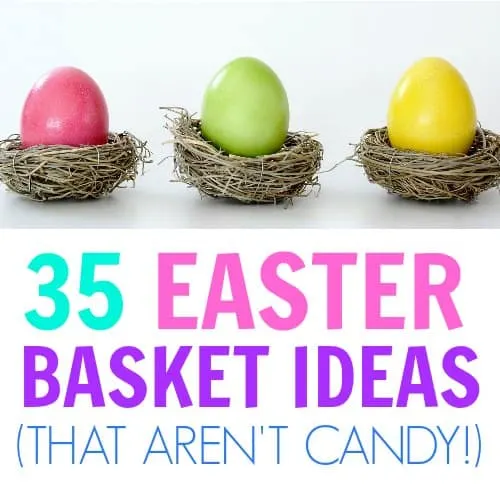 This list is FANTASTIC! Great Easter basket ideas for kids that are not candy! Awesome Easter toys & craft ideas for preschoolers and toddlers. Budget friendly Easter Baskets, Easter for toddlers, Easter basket ideas for babies, Teen gifts, Non candy gift ideas