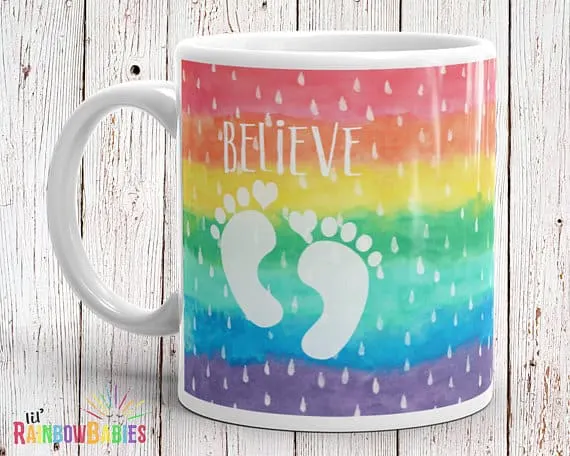 gift ideas for a friend struggling with infertility - rainbow baby mug