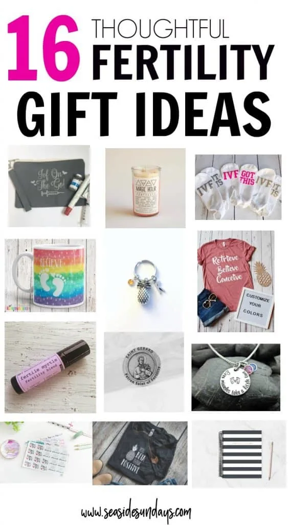 Gifts For Infertility! This is a great gift guide of Etsy fertility products. If you want an IVF planner or fertility t-shirt, this gift guide has the best gift ideas. IVF socks for your egg retrieval and essential oils for fertility.