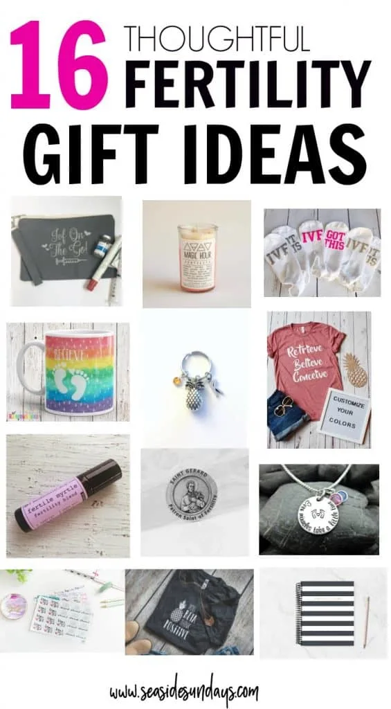 Gifts For Infertility! This is a great gift guide of Etsy fertility products. If you want an IVF planner or fertility t-shirt, this gift guide has the best gift ideas. IVF socks for your egg retrieval and essential oils for fertility. 