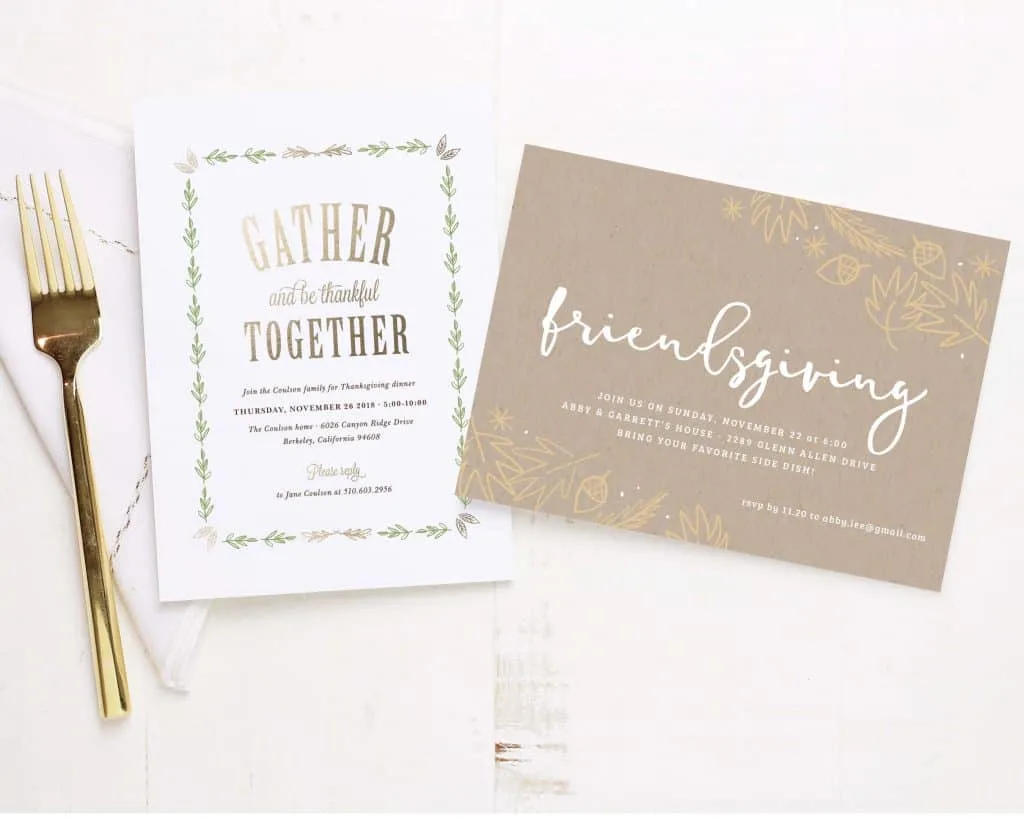 Basic Invite - foil Thanksgiving party invitation idea