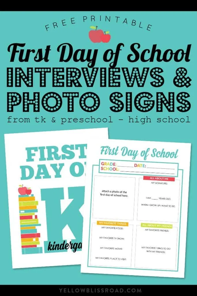 first day of school free printable sign