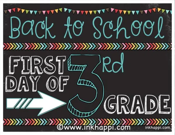 First day of school free printable sign from inkhappi