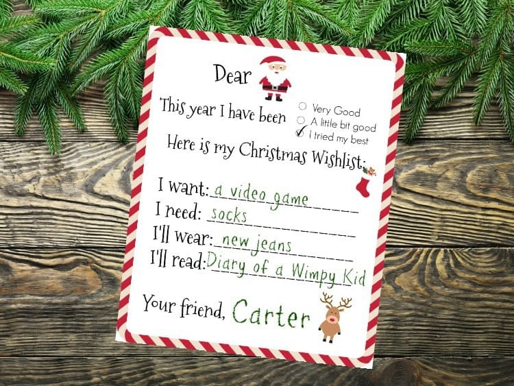 free printable letter to Santa templates 