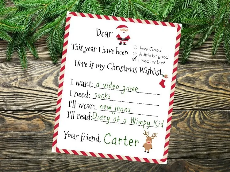 free printable letter to Santa templates 