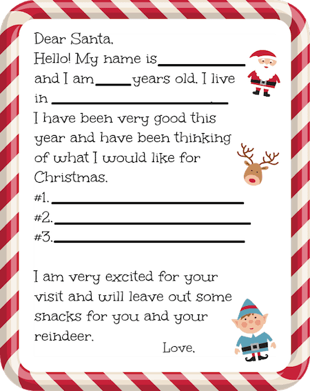 Dear Santa Template Kindergarten Letter