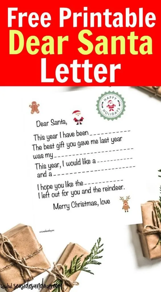 Dear Santa Letter  Free Printable Template