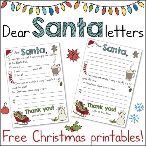  free printable letter to Santa templates 