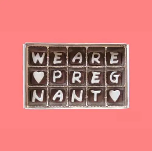 chocolate pregnancy announcement