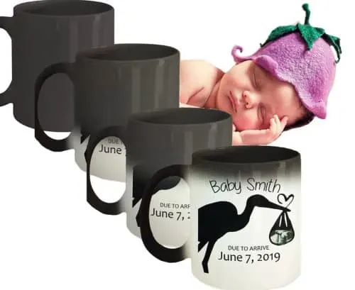 Pregnancy announcement heat changing reveal mugs