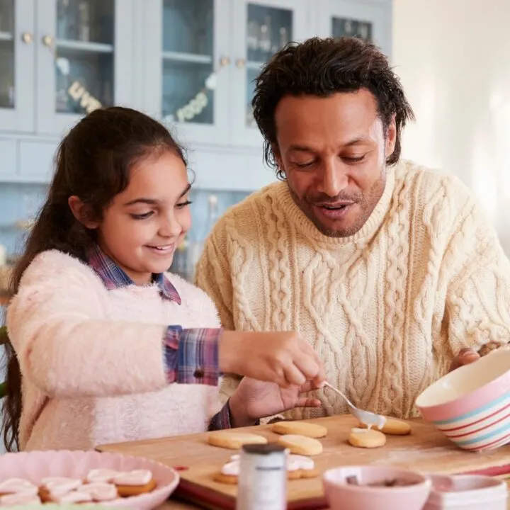 father daughter date cookie decorating together