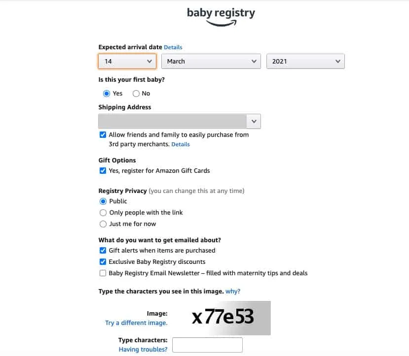 How to create an Amazon baby registry in Canada