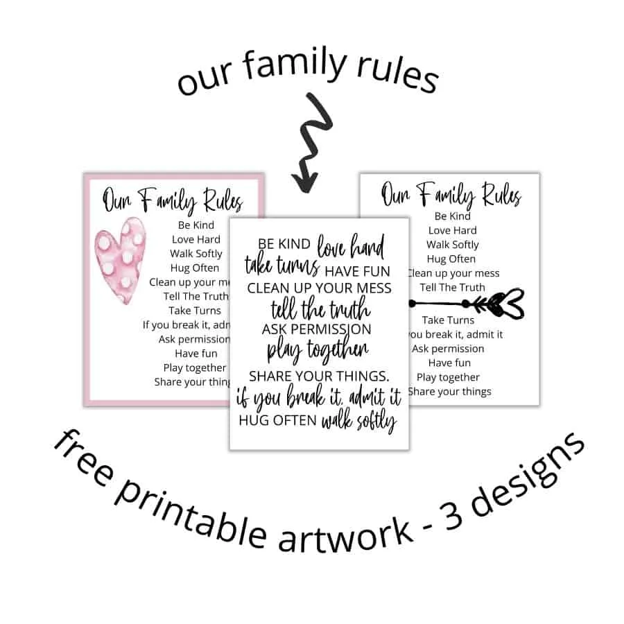 free printable artwork - house rules for families