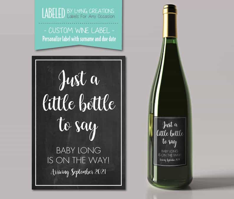pregnancy announcement wine bottles