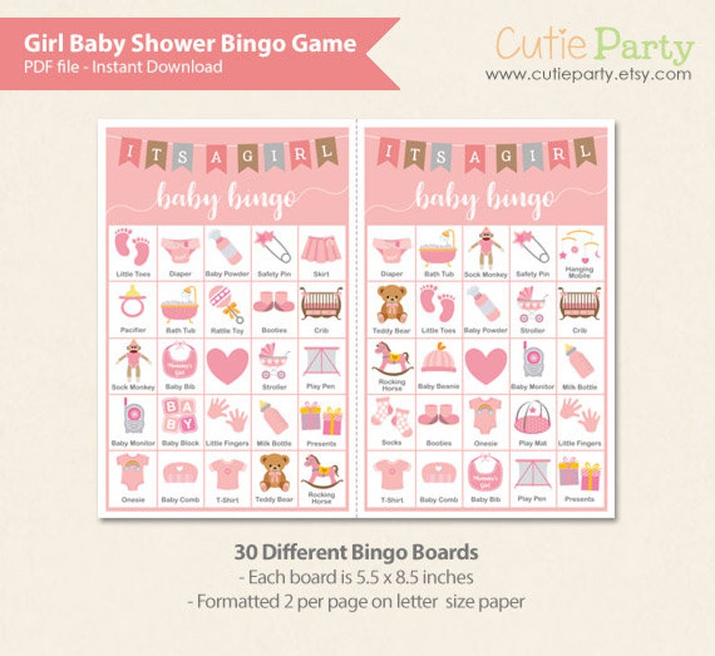 virtual baby shower bingo
