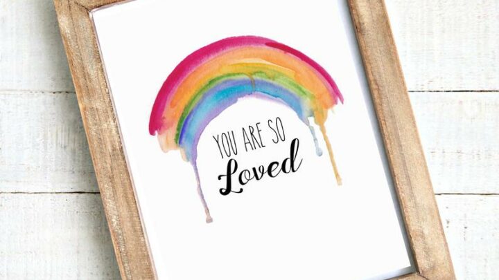 Image for You are so loved rainbow nursery print 