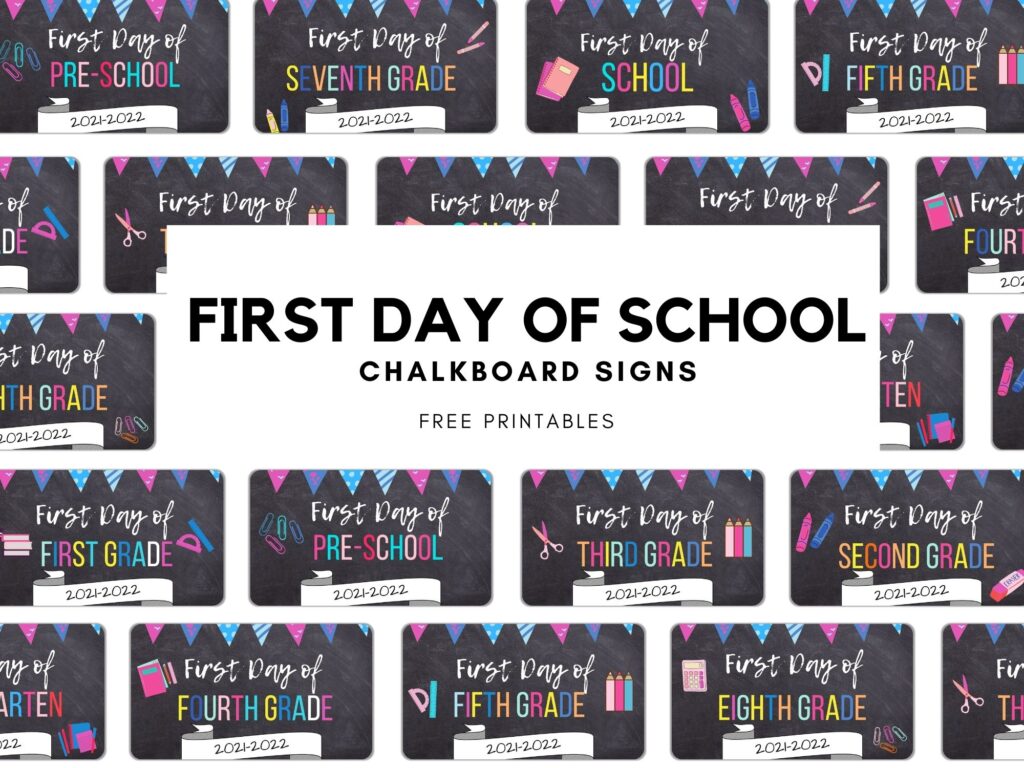 first day of school chalkboard signs 