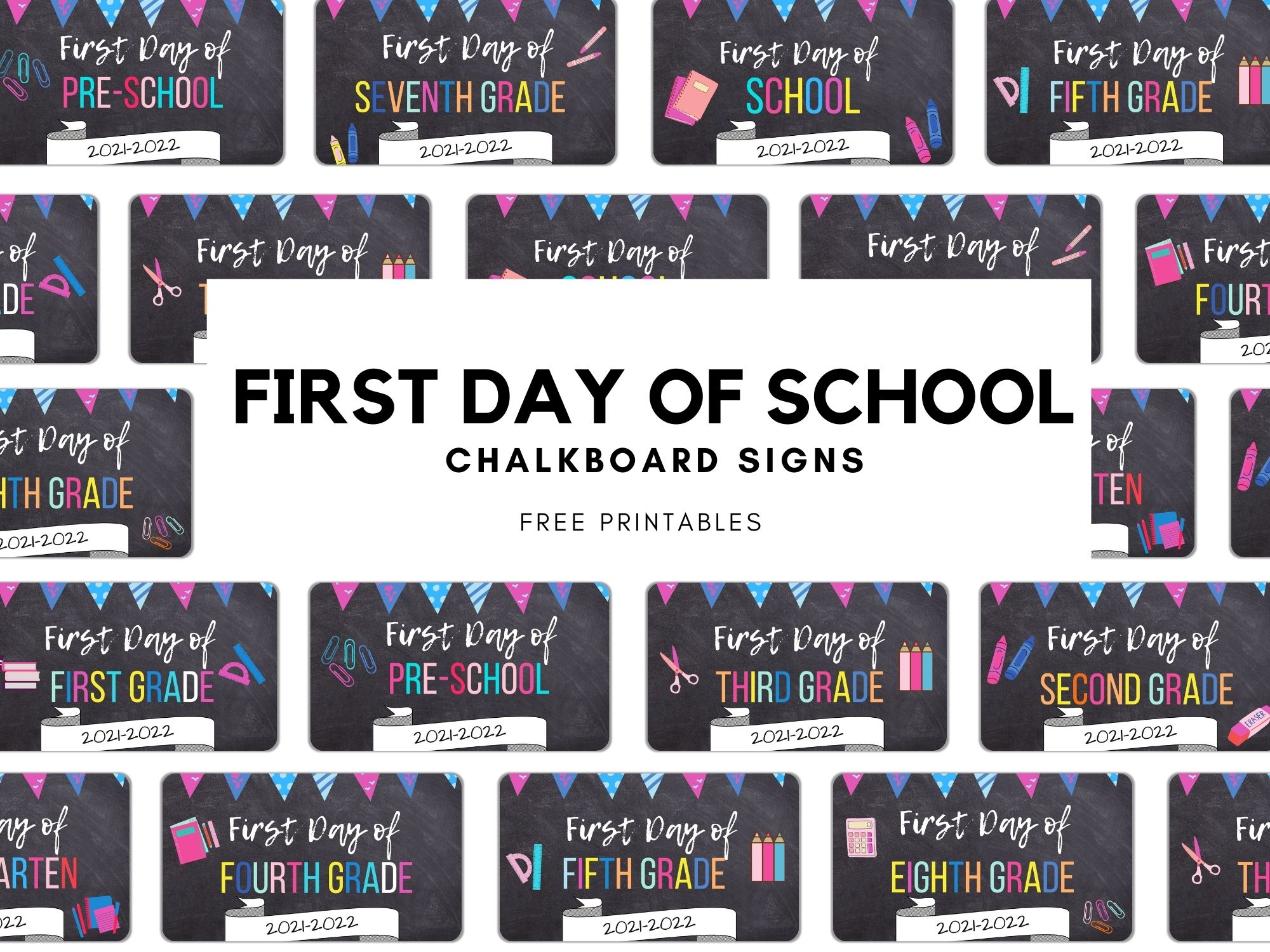 Instant Download First Day Of School Sign Rainbow Back To School 