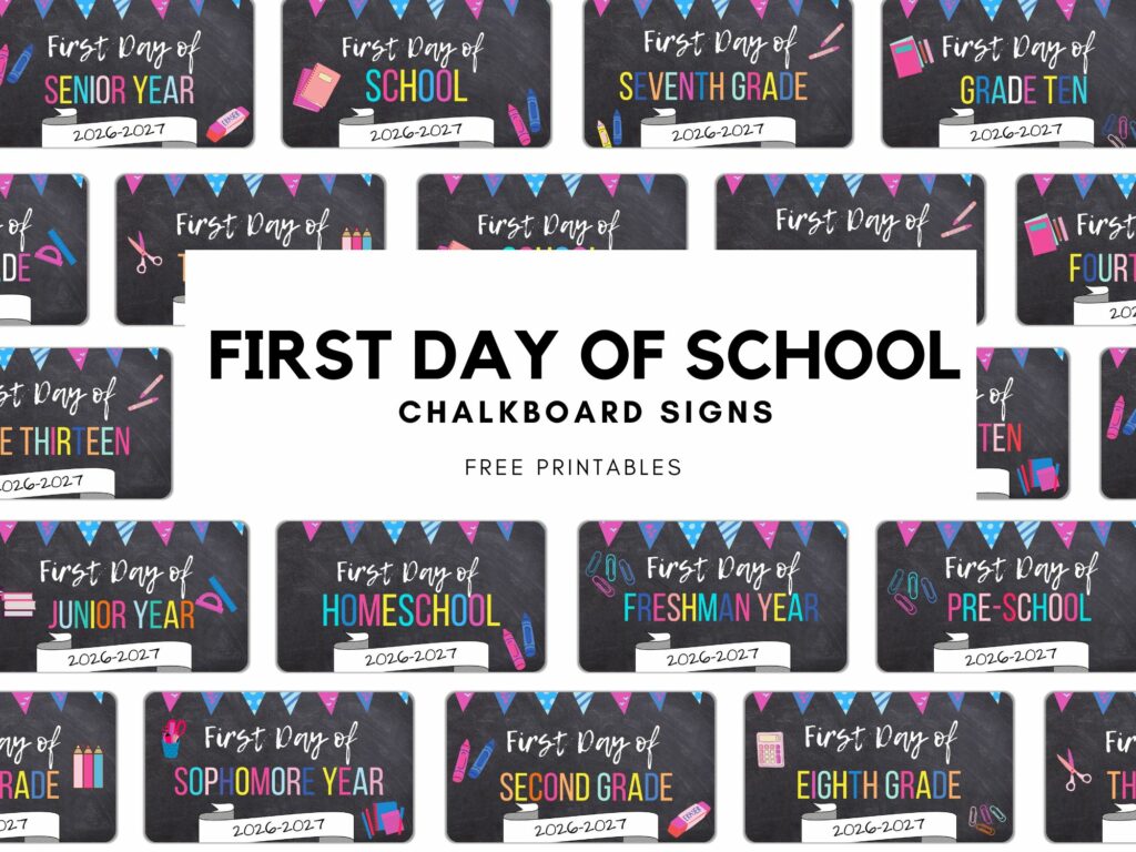 first day of school printable signs