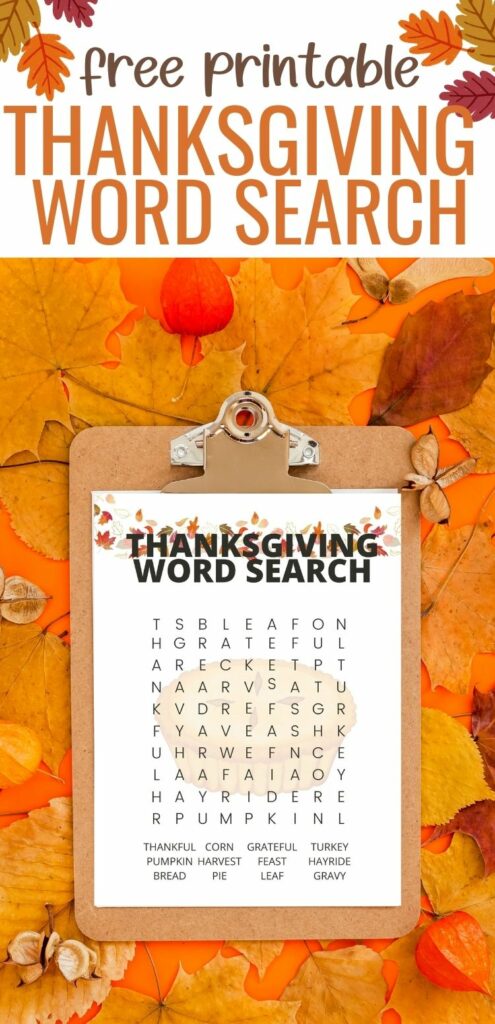 Thanksgiving word search printable