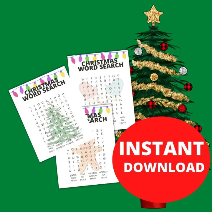 easy Christmas word search printables