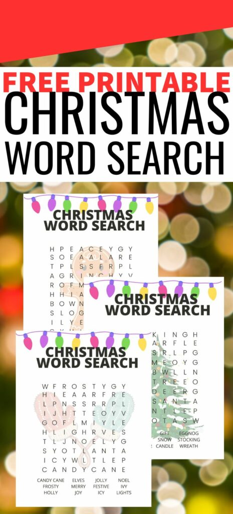 Christmas word search printable 