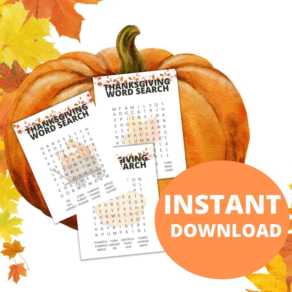 thanksgiving word search printables