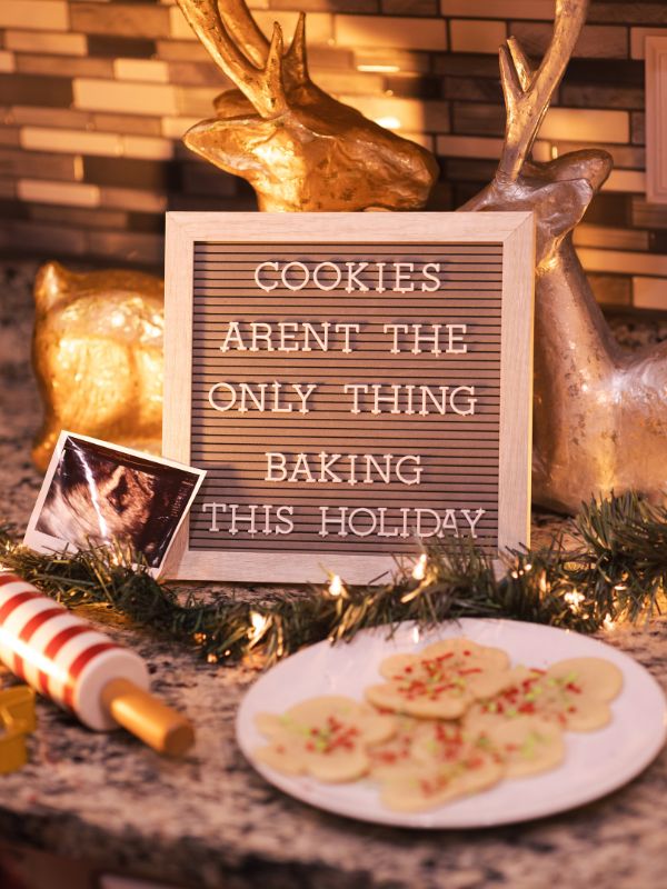 Holiday baking Christmas pregnancy announcement 