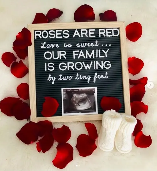 Letterboard Valentine's pregnancy announcement