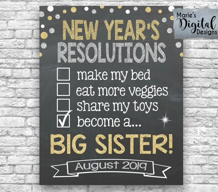 New Years resolution pregnancy announcement
