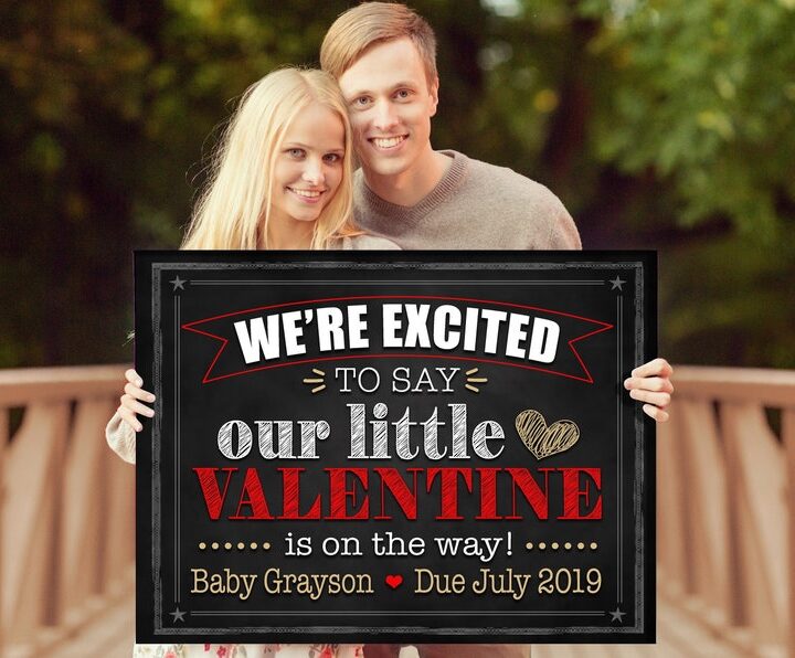 Our little Valentine pregnancy announcement sign