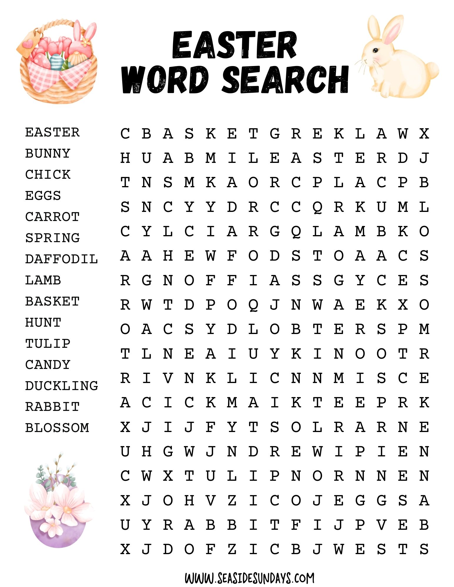 Free Easter Word Search Printable